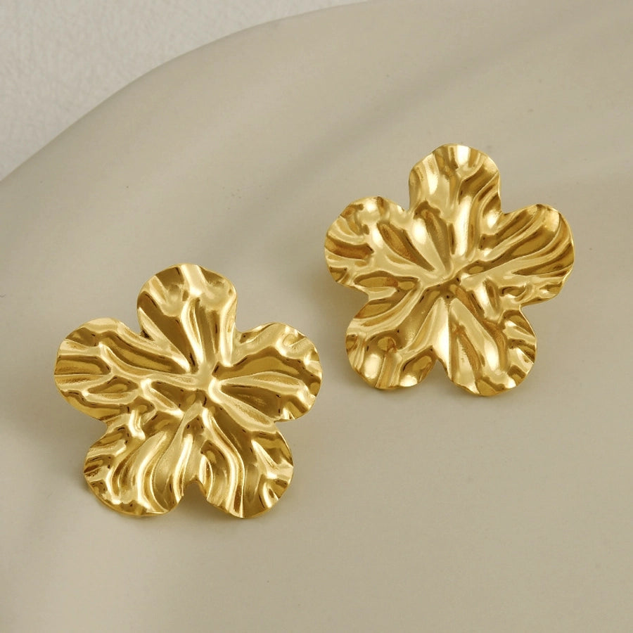 1 Pair Basic Simple Style Flower Plating 304 Stainless Steel Ear Studs