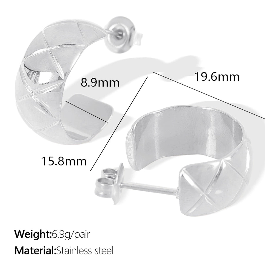 1 Pair IG Style Elegant Commute C Shape Argyle Polishing Plating 304 Stainless Steel 18K Gold Plated Ear Studs