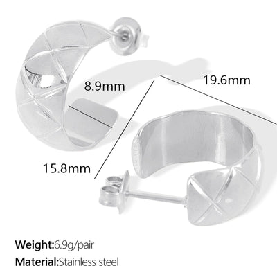 1 Pair IG Style Elegant Commute C Shape Argyle Polishing Plating 304 Stainless Steel 18K Gold Plated Ear Studs