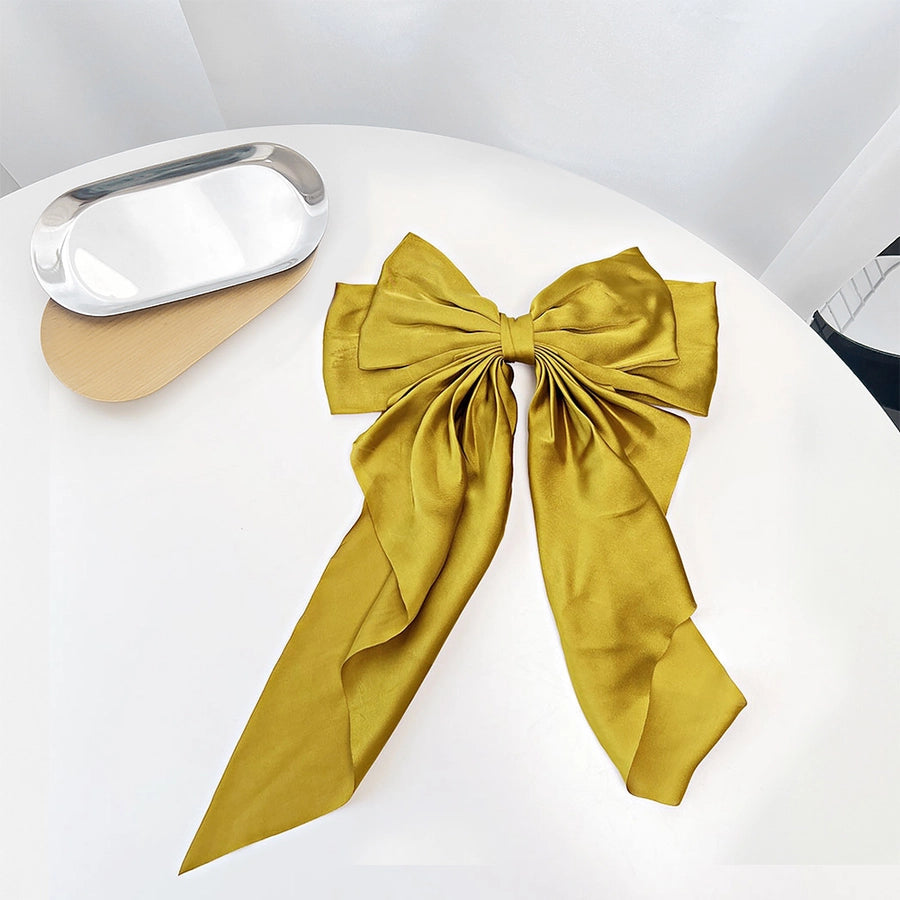 retro simple style solid color bow knot cloth hair clip
