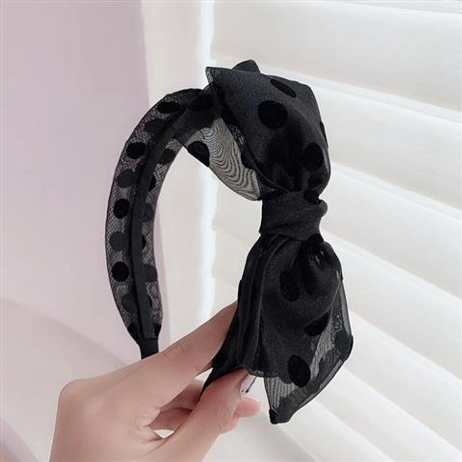Elegant niche polka dot bow headband female versatile internet celebrity  outing hair band Sweet wide-brimmed simple headband