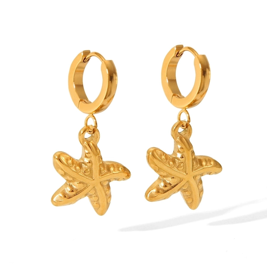 1 Pair IG Style French Style Starfish Crab Shell 304 Stainless Steel Titanium Steel 18K Gold Plated Drop Earrings Ear Studs