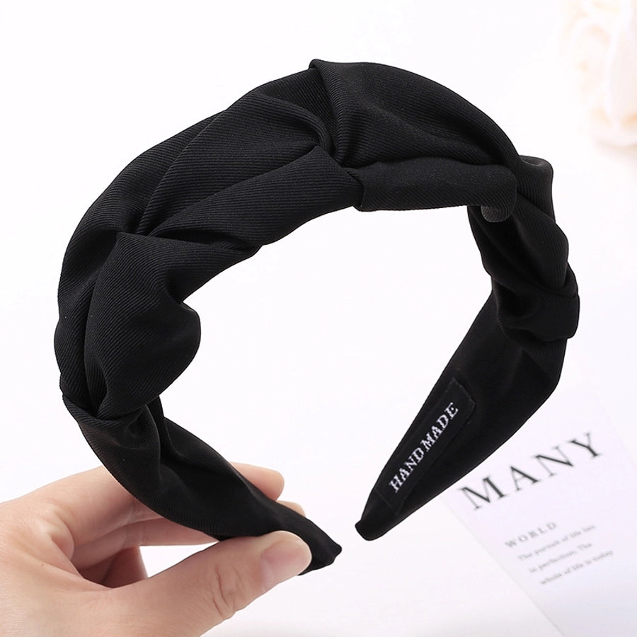 sweet solid color cloth pleated hair band