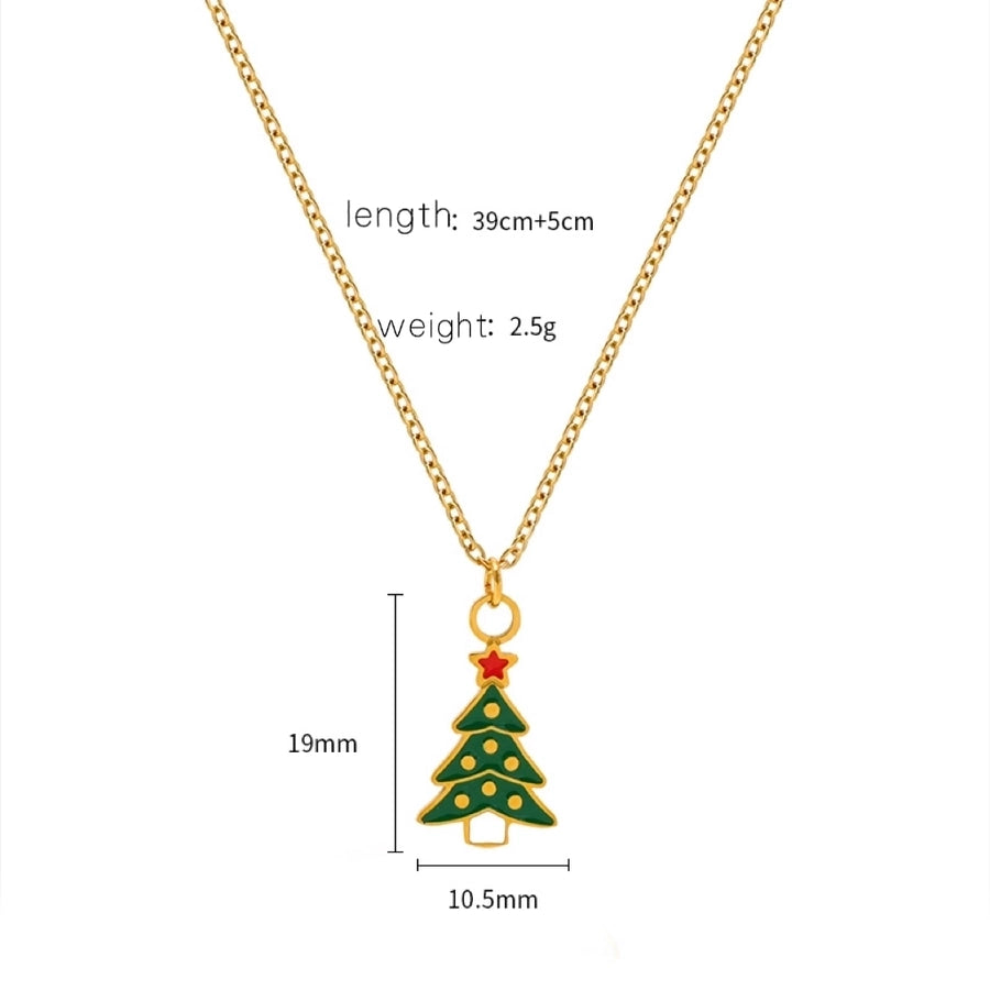 Jewelry Cute Christmas Hat Christmas Tree Christmas Socks Titanium Steel 18K Gold Plated Plating Pendant Necklace