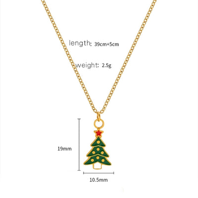 Jewelry Cute Christmas Hat Christmas Tree Christmas Socks Titanium Steel 18K Gold Plated Plating Pendant Necklace