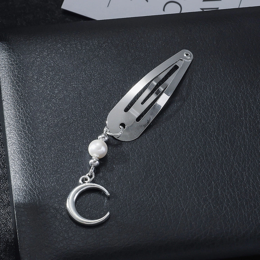 Women's IG Style Shiny Moon Bow Knot Rhinestone Pearl Inlay Rhinestones Hair Clip