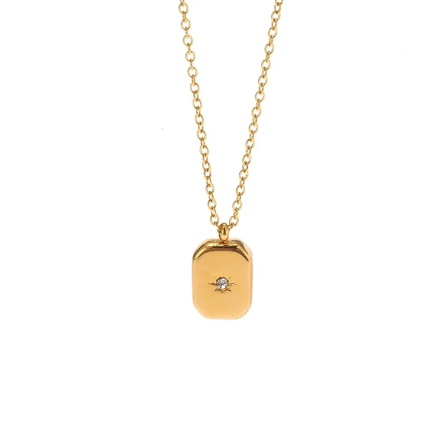 Jewelry Simple Style Classic Style Heart Shape 304 Stainless Steel Rhinestones Inlay Pendant Necklace