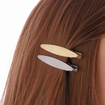 women's streetwear oval metal plating hair clip