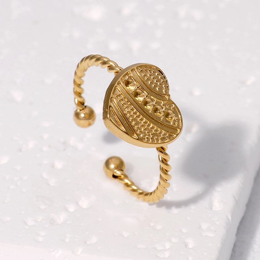 Jewelry Sweet Simple Style IG Style Heart Shape 304 Stainless Steel 18K Gold Plated Stainless Steel Rings