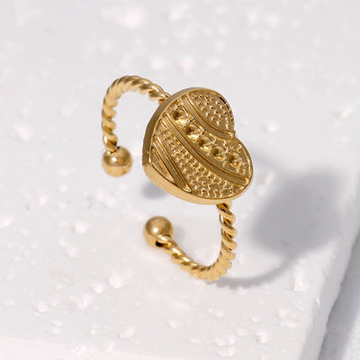 Jewelry Sweet Simple Style IG Style Heart Shape 304 Stainless Steel 18K Gold Plated Stainless Steel Rings