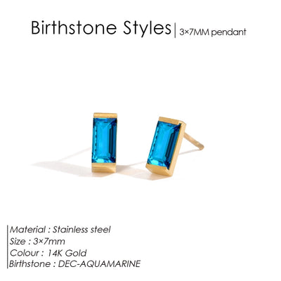 1 Pair Casual Vintage Style Classic Style Square Rectangle 304 Stainless Steel Birthstone Zircon Ear Studs
