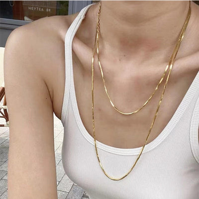 Jewelry Simple Style Solid Color Titanium Steel Plating Layered Necklaces