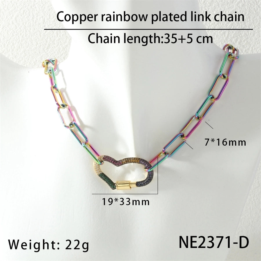 Jewelry Hip-Hop Geometric Copper Zircon Necklace