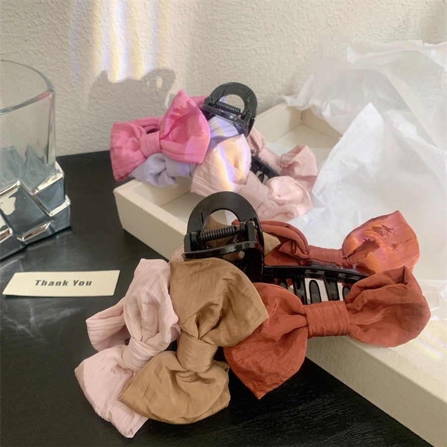 Women's Korean Style Bow Knot Plastic Cloth Hair Claws