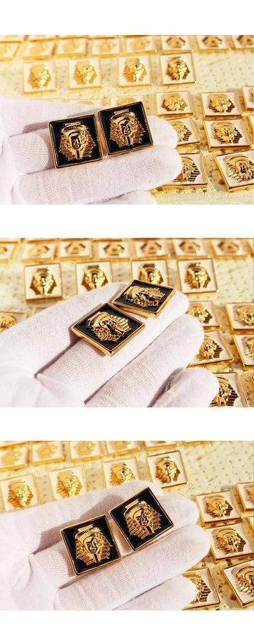 1 Pair Vintage Style Exaggerated Cool Style Geometric Square Enamel Plating Three-dimensional Brass 24K Gold Plated Ear Studs