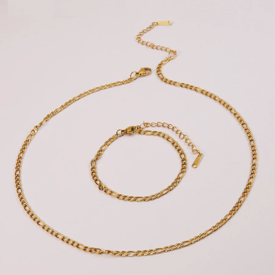 Jewelry Simple Style Classic Style Streetwear Geometric 304 Stainless Steel 18K Gold Plated Bracelets Necklace