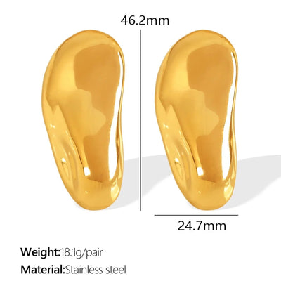 1 Pair IG Style Retro Geometric Polishing Plating 304 Stainless Steel 18K Gold Plated Ear Studs