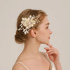 Women's Princess Sweet Leaf Flower Arylic Artificial Crystal Imitation Pearl Hair Clip
