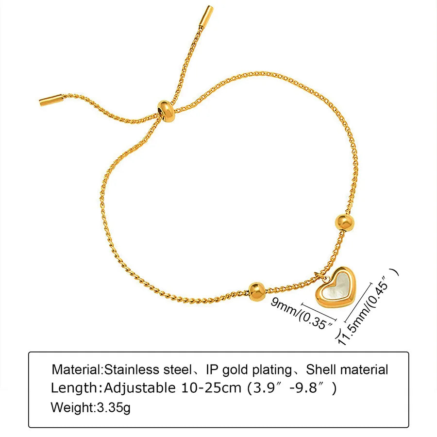 IG Style Korean Style Round Heart Shape Flower 304 Stainless Steel 18K Gold Plated Zircon Bracelets In Bulk