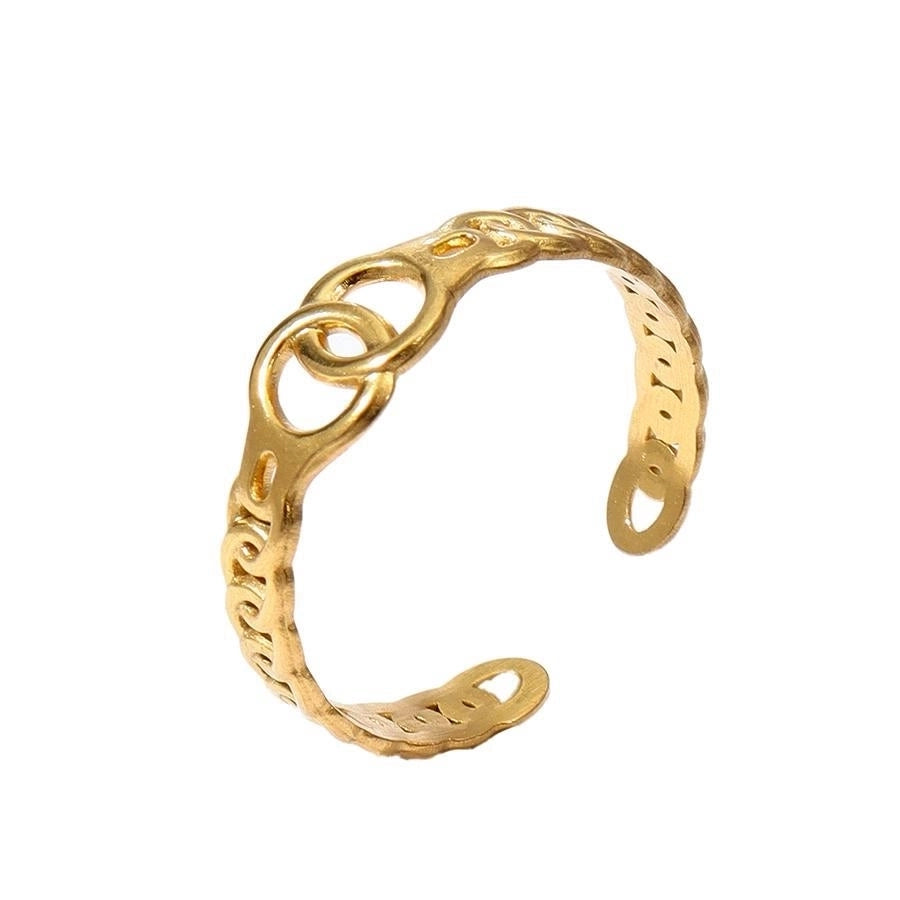 Jewelry Retro Leaf Heart Shape Flower 304 Stainless Steel Plating Open Rings