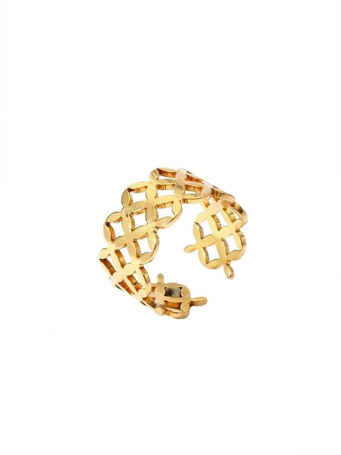 Jewelry Retro Floral 304 Stainless Steel Plating Open Rings