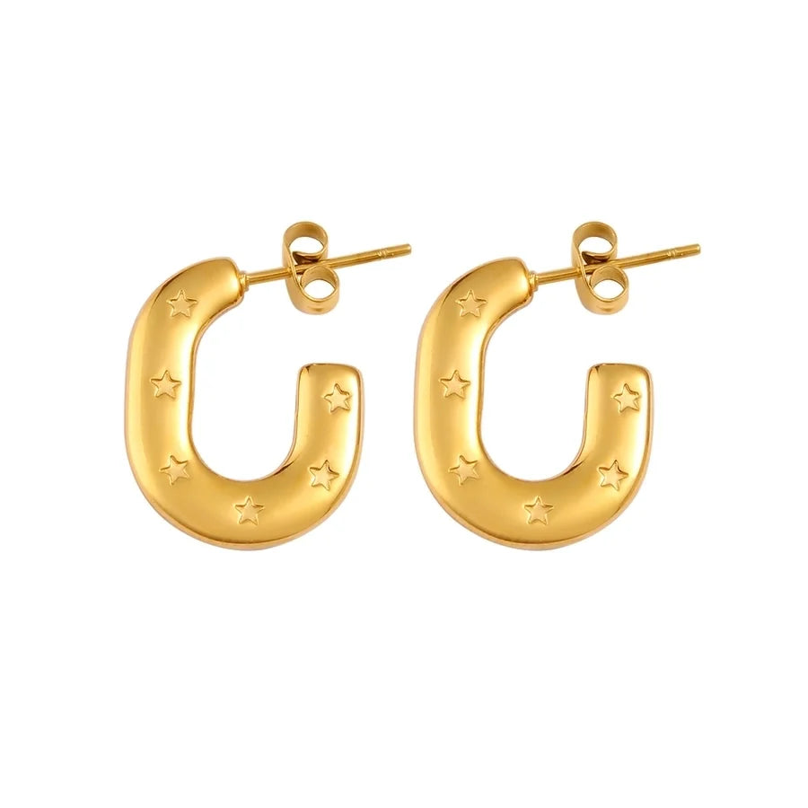 1 Pair Simple Style Commute Pentagram 304 Stainless Steel 316 Stainless Steel  18K Gold Plated Ear Studs