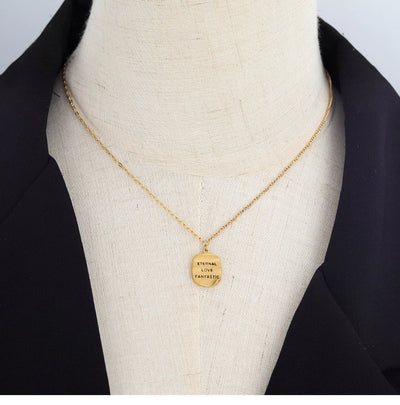 Jewelry Luxurious Romantic Geometric Square 304 Stainless Steel 18K Gold Plated Pendant Necklace