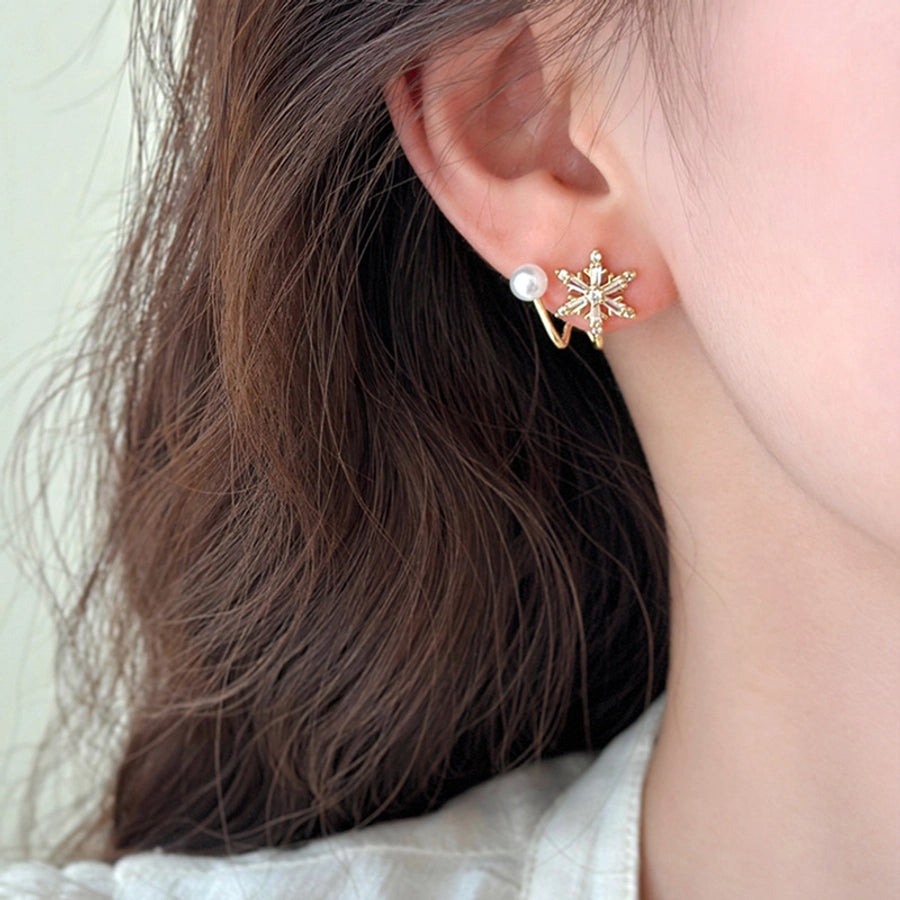 1 Pair Basic Geometric Plating Copper Imitation Pearl Zircon Earrings