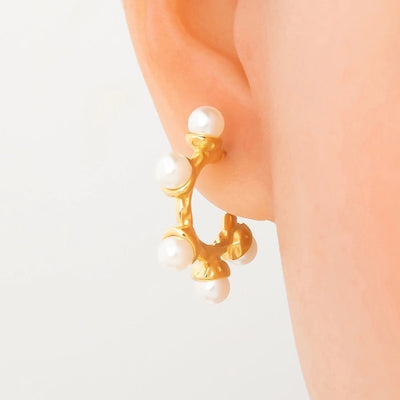 1 Pair Elegant Solid Color Plating Inlay 304 Stainless Steel Pearl 18K Gold Plated Earrings Ear Studs