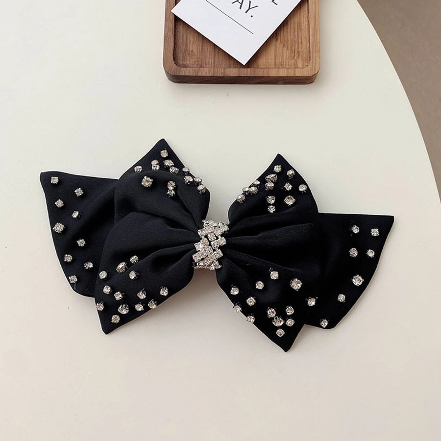 women's elegant fashion bow knot cloth headwear artificial rhinestones hair clip