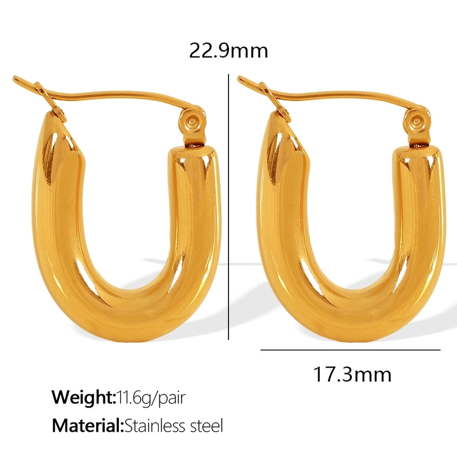 1 Pair IG Style Elegant Simple Style U Shape Round Polishing Plating 304 Stainless Steel 18K Gold Plated Earrings