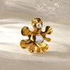Jewelry IG Style Exaggerated Heart Shape Eye Solid Color 304 Stainless Steel Pearl Zircon Inlay Open Rings
