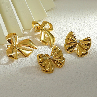 1 Pair Vintage Style Classic Style Bow Knot Plating 304 Stainless Steel Ear Studs