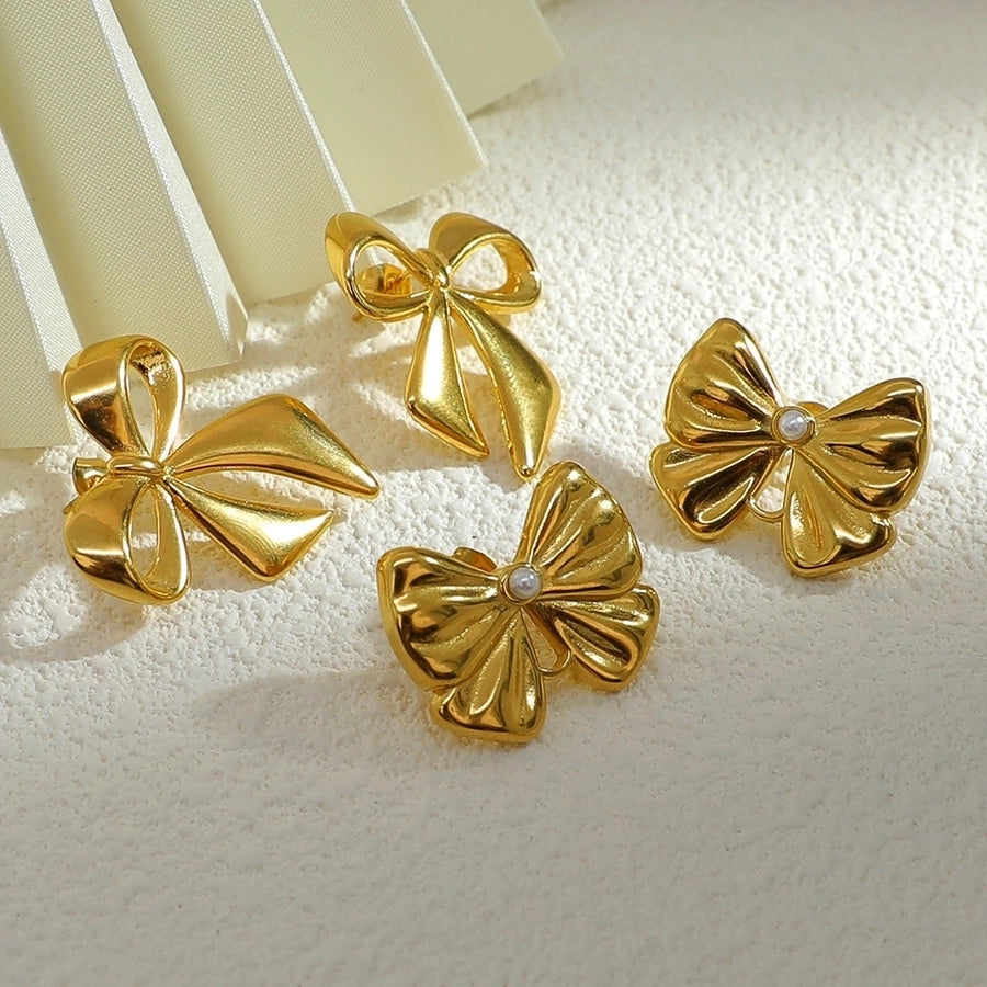 1 Pair Vintage Style Classic Style Bow Knot Plating 304 Stainless Steel Ear Studs