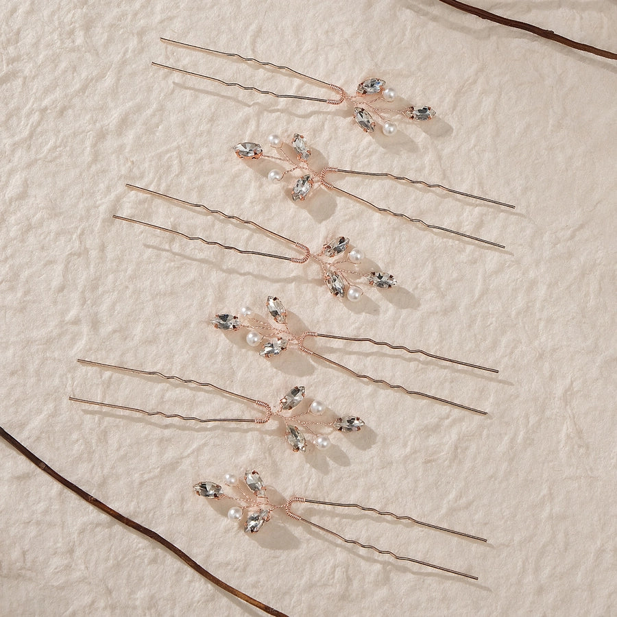 Antique U-shaped Hairpin Hair Accessories Simple Rhinestone Pin Hairpin Photography Portrait High-end Hair Hairpin