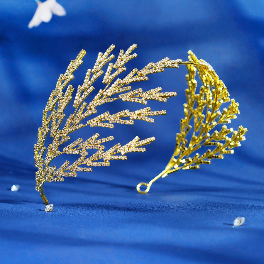 fashion leaf alloy inlay rhinestones hair band 1 piece