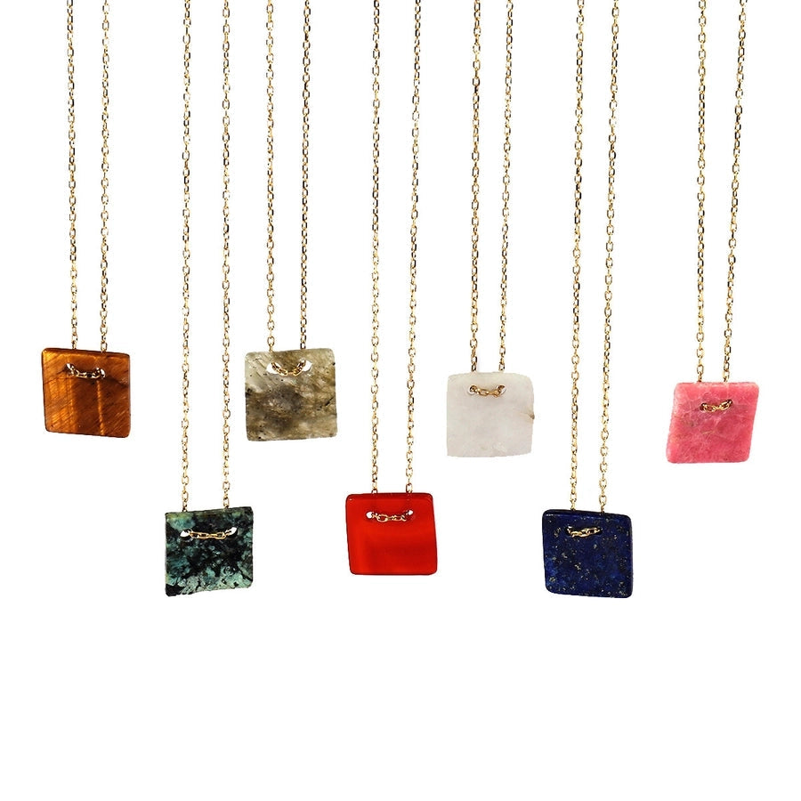 Jewelry Vintage Style French Style Simple Style Geometric Titanium Steel Natural Stone 14K Gold Plated Plating Pendant Necklace