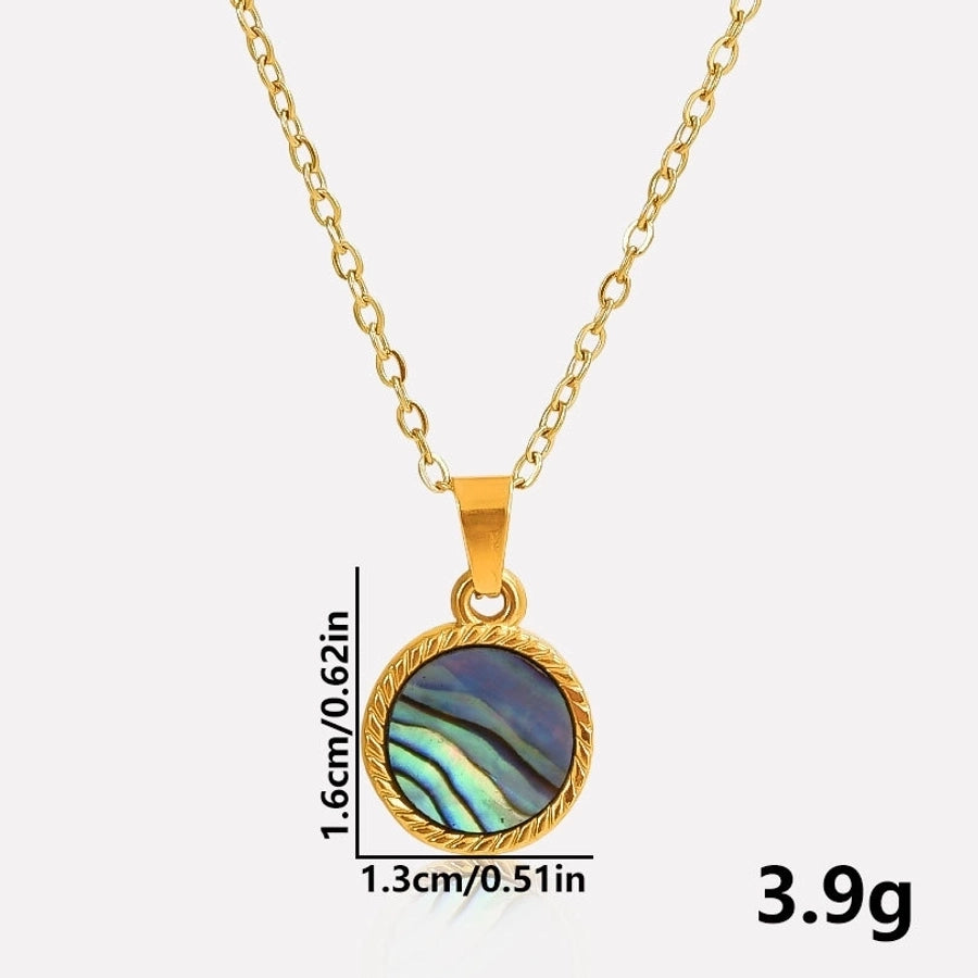 Jewelry Vintage Style Classic Style Round 304 Stainless Steel Shell Abalone Shell 18K Gold Plated Irregular Plating Charms Pendant Necklace