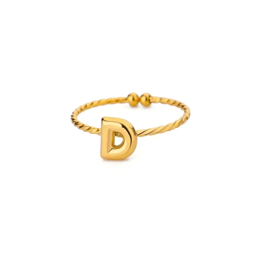 Jewelry Casual Simple Style Streetwear Letter 304 Stainless Steel 18K Gold Plated Open Rings