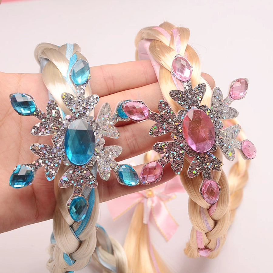 New children's accessories ice and snow Aisha wig Princess snowflake long hair braid strange fate toy COS props accessories