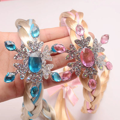 New children's accessories ice and snow Aisha wig Princess snowflake long hair braid strange fate toy COS props accessories