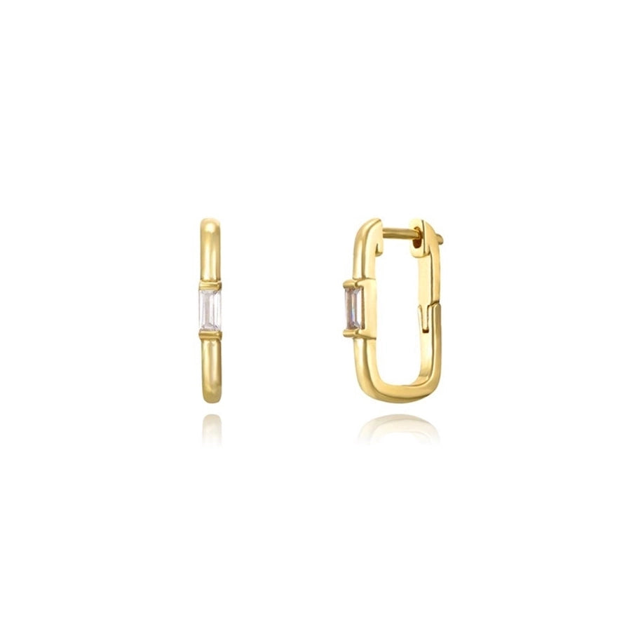 1 Pair IG Style U Shape Geometric Inlay Copper Zircon Gold Plated Ear Cuffs Earrings