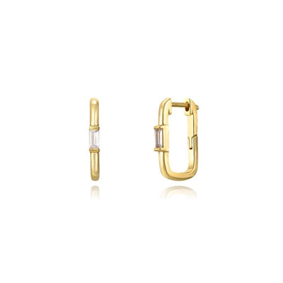 1 Pair IG Style U Shape Geometric Inlay Copper Zircon Gold Plated Ear Cuffs Earrings