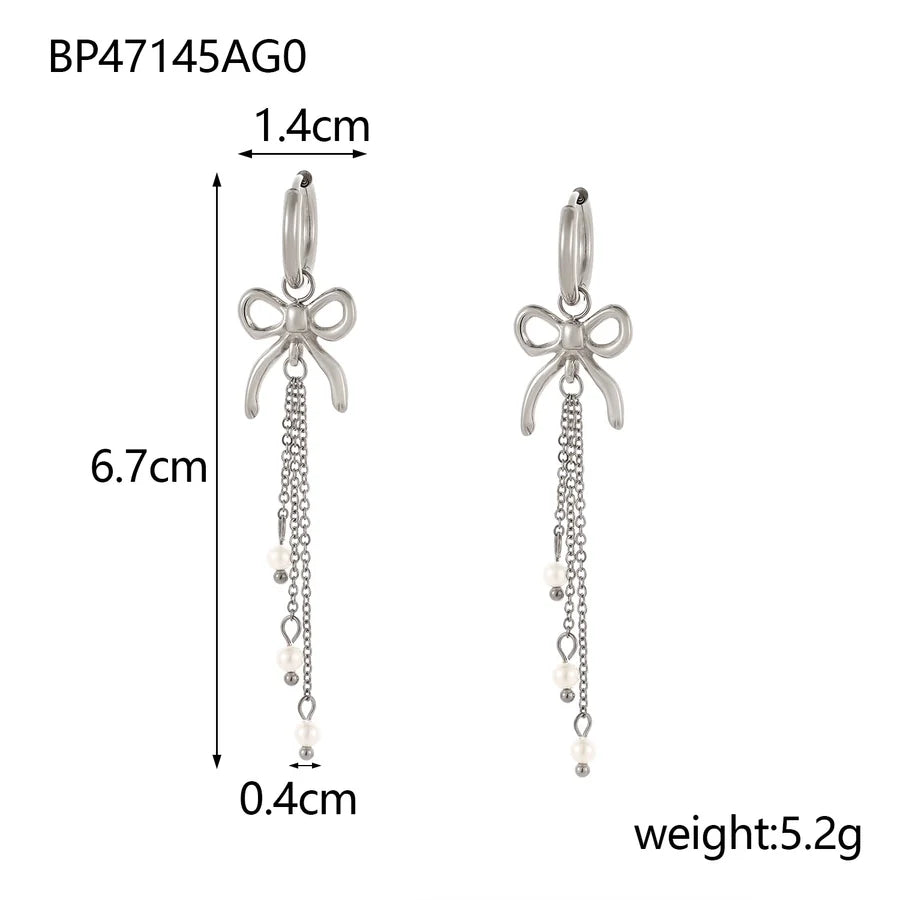 1 Pair Simple Style Bow Knot 304 Stainless Steel 18K Gold Plated Earrings