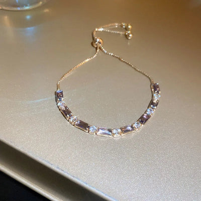 sweet colorful rectangle copper inlay zircon bracelets