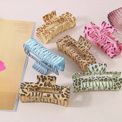 retro leopard plastic printing hair claws 1 piece