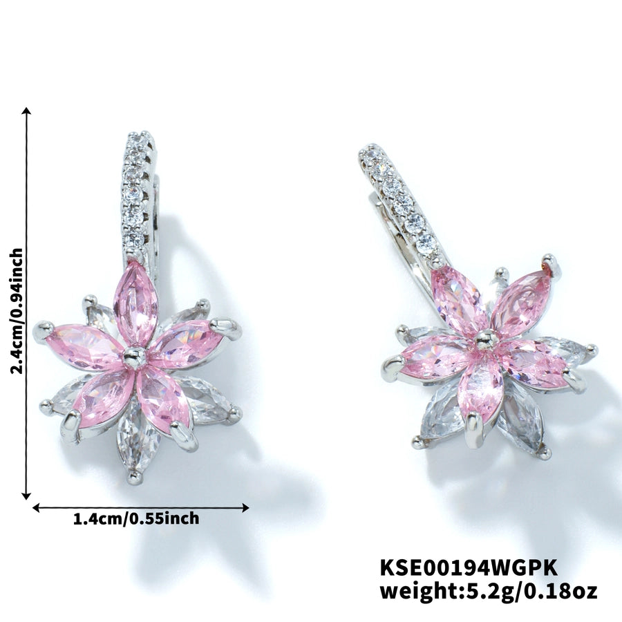 1 Pair Artistic Shiny Geometric Inlay Copper Zircon K Gold Plated Drop Earrings