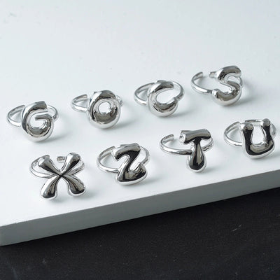 Copper Brass 18K Gold Plated Letter Open Rings