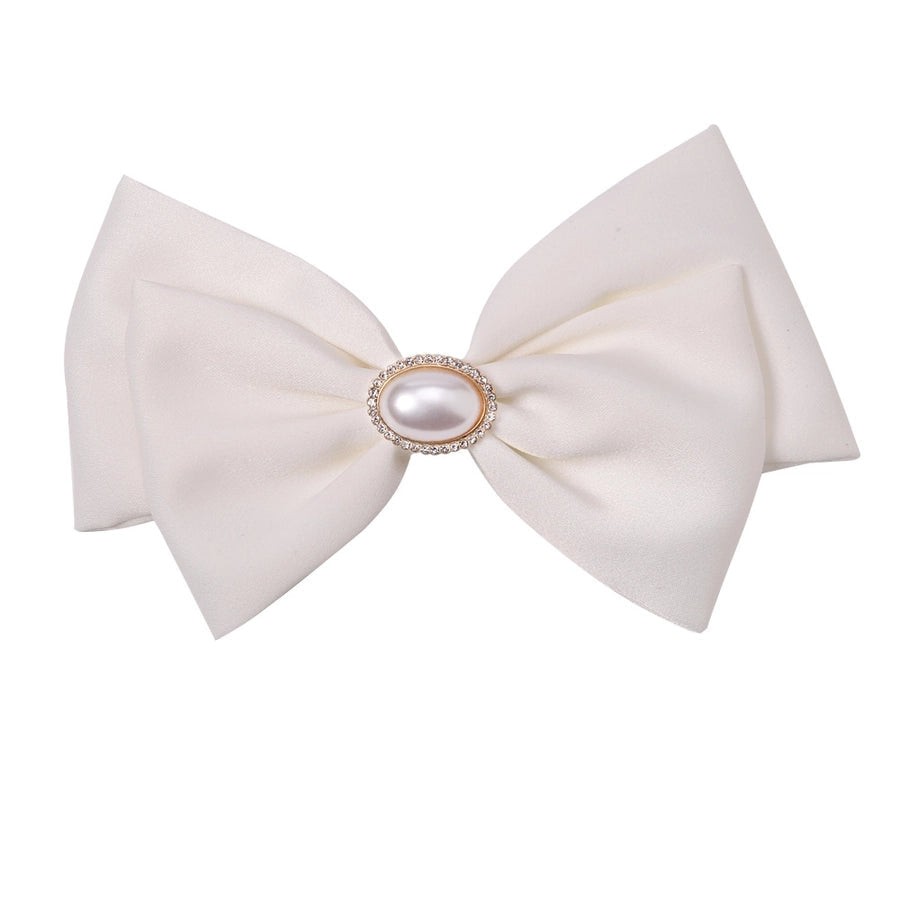 Women's Simple Style Classic Style Bow Knot Cloth Inlay Pearl Hair Clip