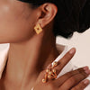 Jewelry IG Style Solid Color 304 Stainless Steel 18K Gold Plated Rings